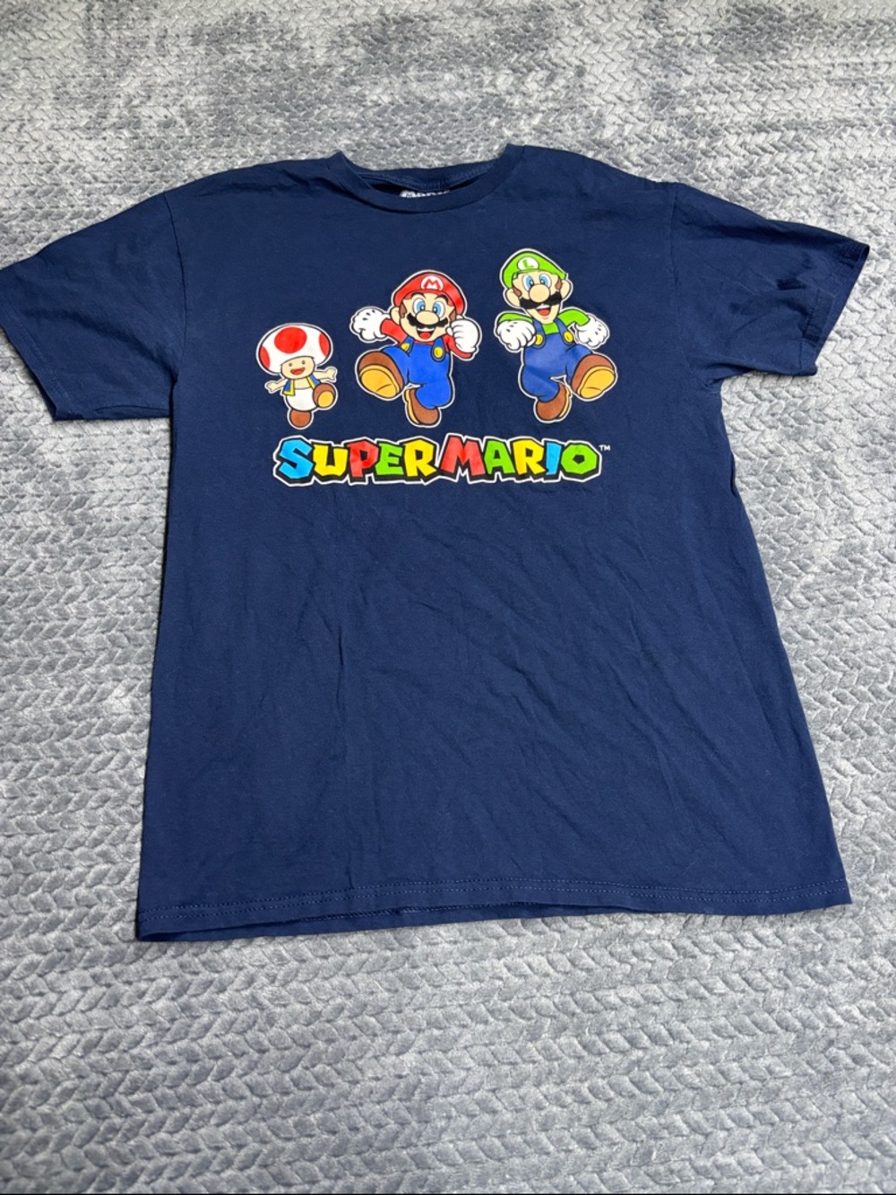 Nintendo Navy Super Mario Character Tee with Red, Green & Yellow Accents